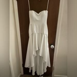 BCBGMaxAzria high low maxi dress white